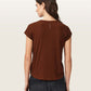 Saddle Brown טי שירט קצרה עם צווארון עגול לנשים Anna ALLSAINTS