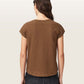 Dark Olive Green טי שירט קצרה עם צווארון עגול לנשים Anna ALLSAINTS