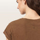 Dark Olive Green טי שירט קצרה עם צווארון עגול לנשים Anna ALLSAINTS