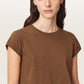 Saddle Brown טי שירט קצרה עם צווארון עגול לנשים Anna ALLSAINTS