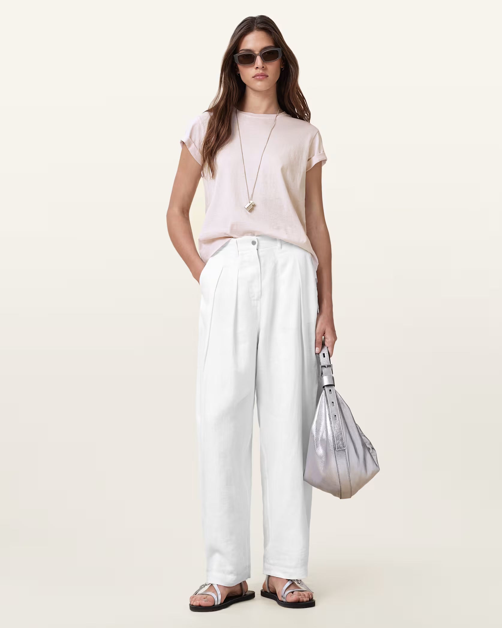 Beige טי-שירט קצרה לנשים Anna ALLSAINTS