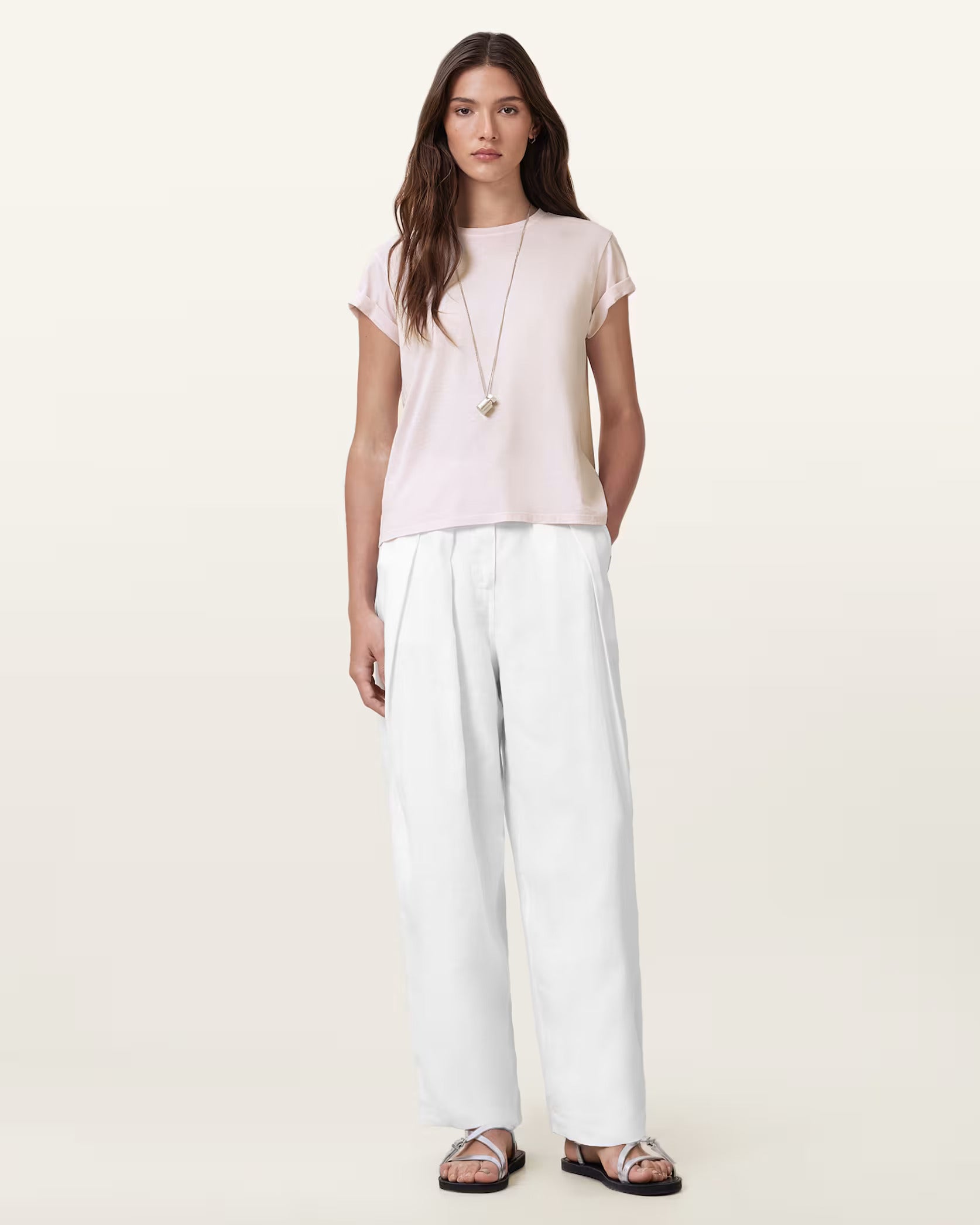 Beige טי-שירט קצרה לנשים Anna ALLSAINTS