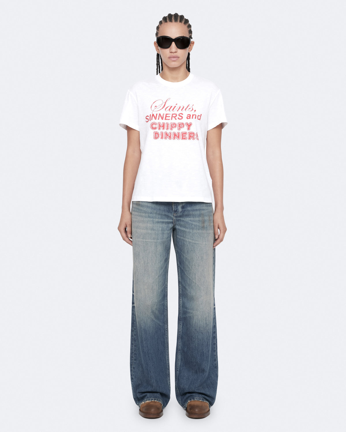 White Smoke טי שירט קצרה לנשים Chippy ALLSAINTS