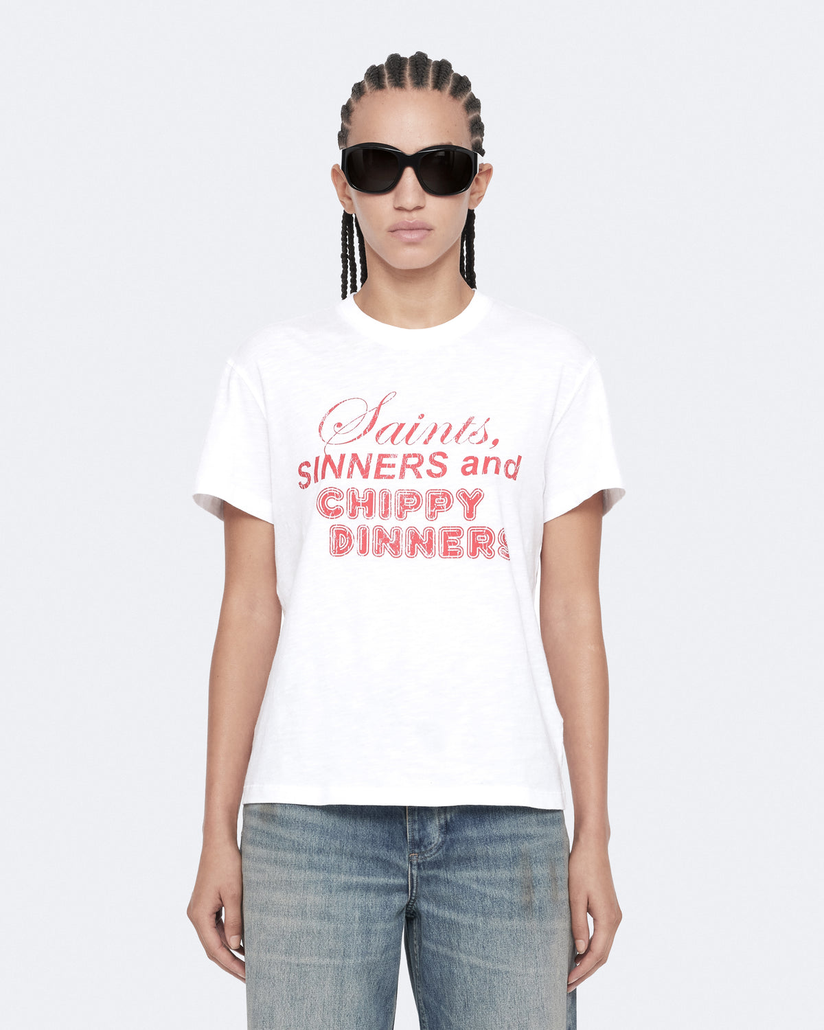 White Smoke טי שירט קצרה לנשים Chippy ALLSAINTS