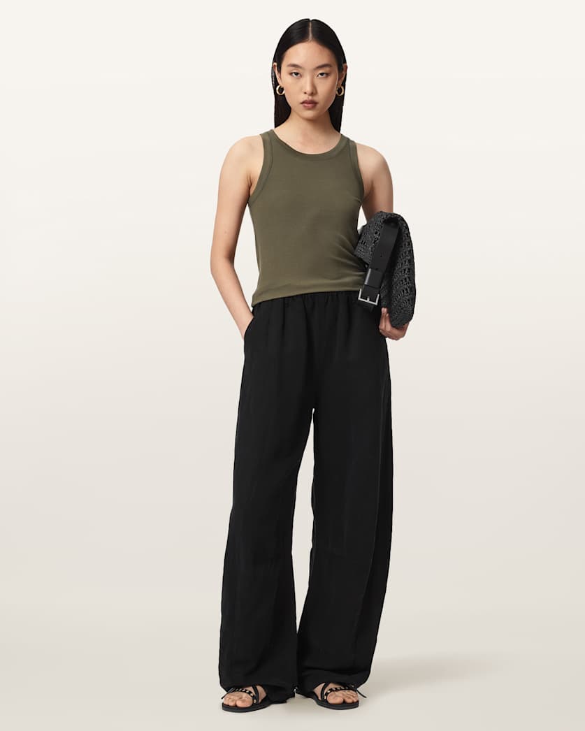 Black גופיה עם צווארון עגול לנשים Rina ALLSAINTS