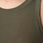 Dark Olive Green גופיה עם צווארון עגול לנשים Rina ALLSAINTS