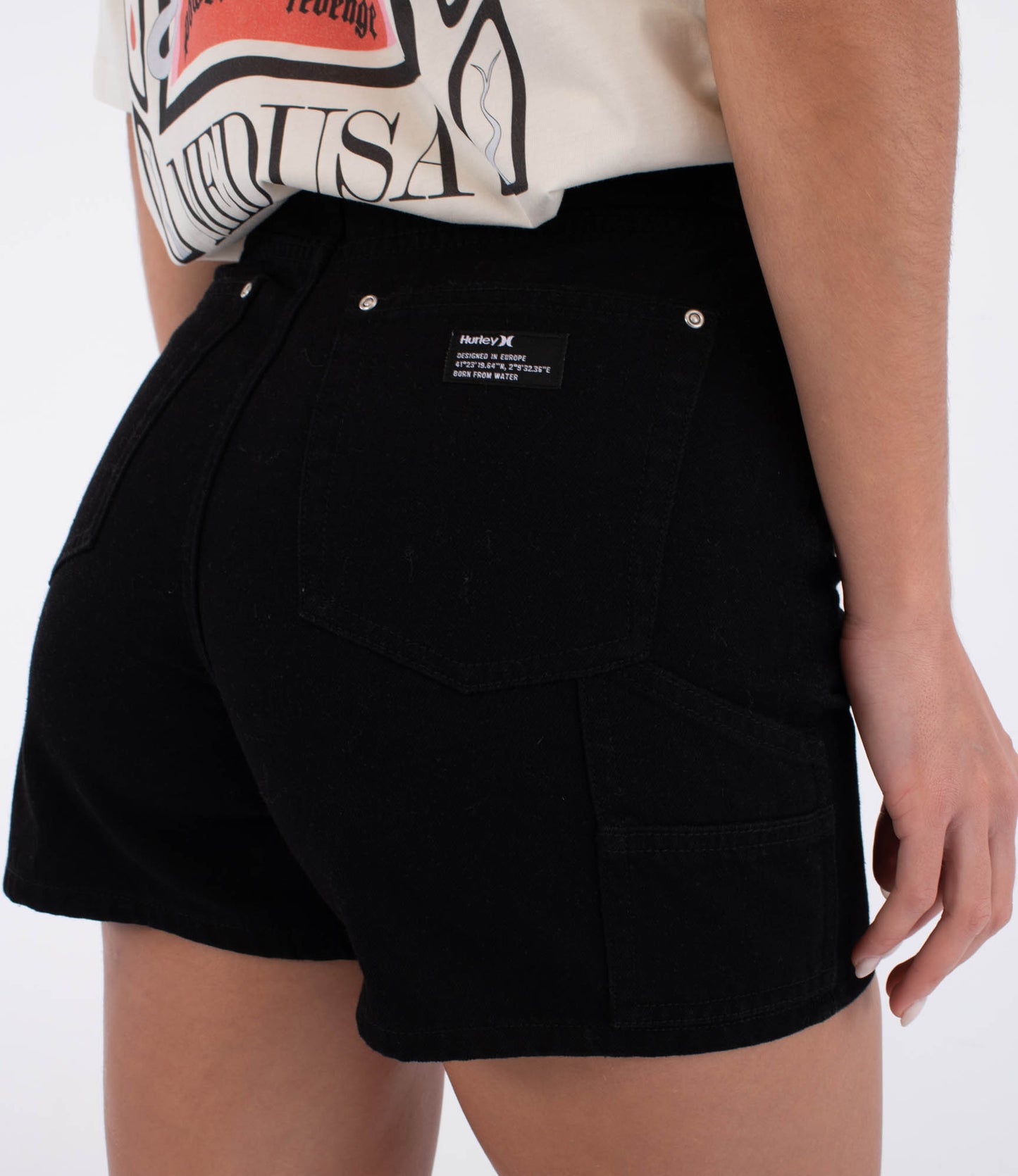 Black ברמודת ג׳ינס לנשים Carpenter Denim HURLEY