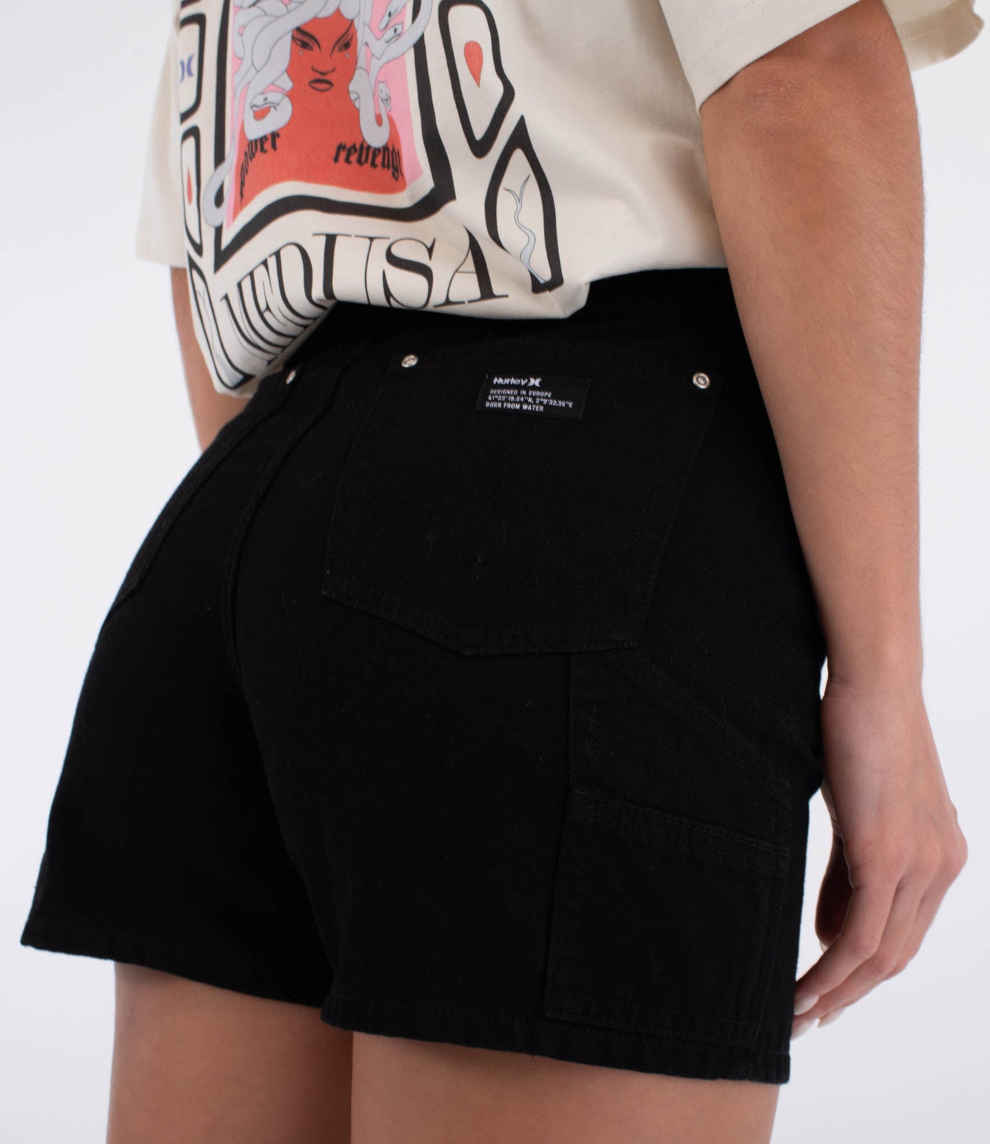 Black ברמודת ג׳ינס לנשים Carpenter Denim HURLEY