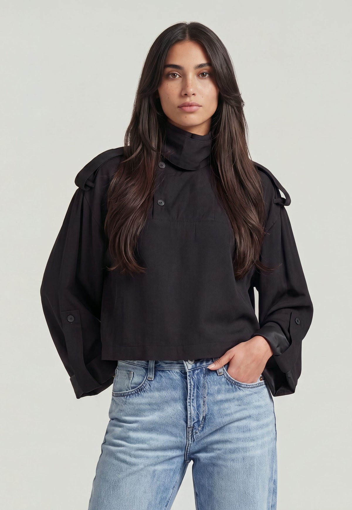 Light Gray חולצה מכופתרת ארוכה לנשים Anorak Shirt G STAR