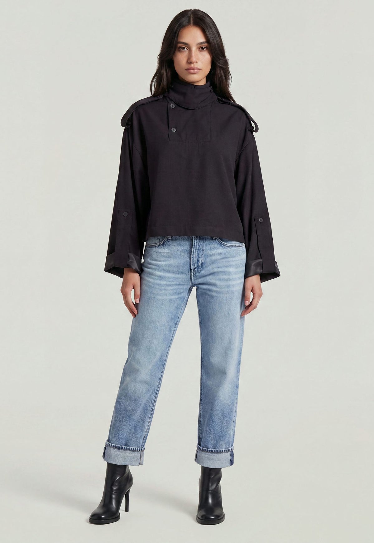 Light Gray חולצה מכופתרת ארוכה לנשים Anorak Shirt G STAR