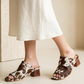 Light Gray נעלי עקב עור לנשים Terra Mules LAX