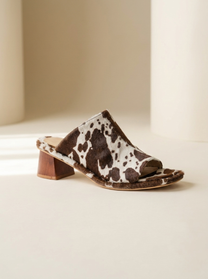 Light Gray נעלי עקב עור לנשים Terra Mules LAX