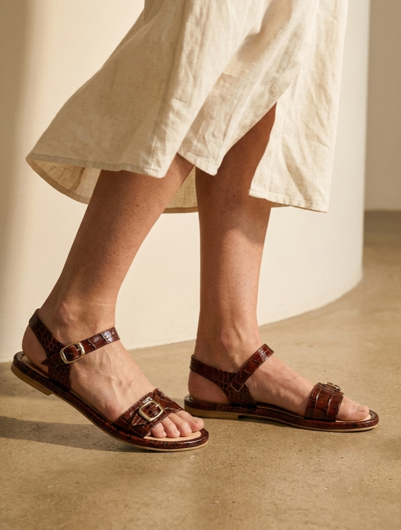 Light Gray סנדלי עור לנשים Pardes Slides LAX
