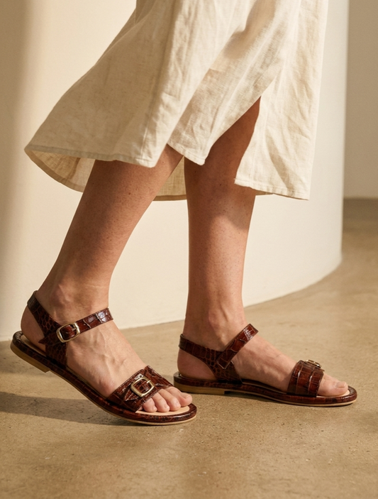 Light Gray סנדלי עור לנשים Pardes Slides LAX