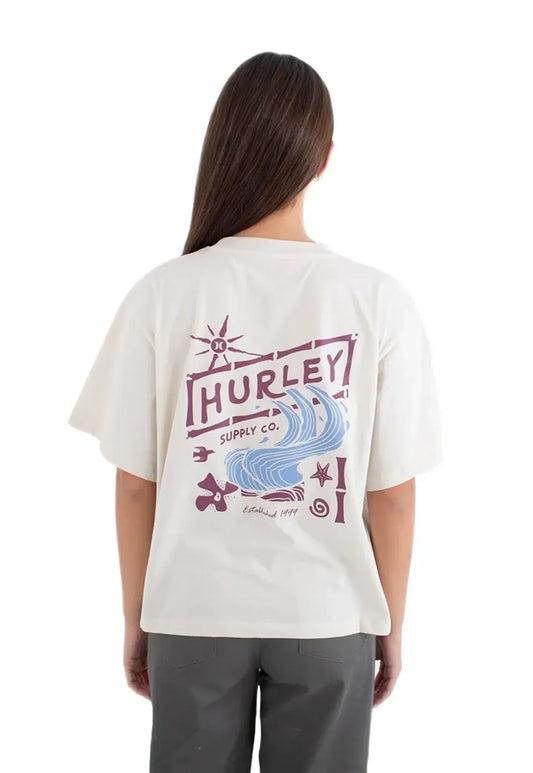 White Smoke טי שירט קצרה Boxifit Island לנשים HURLEY