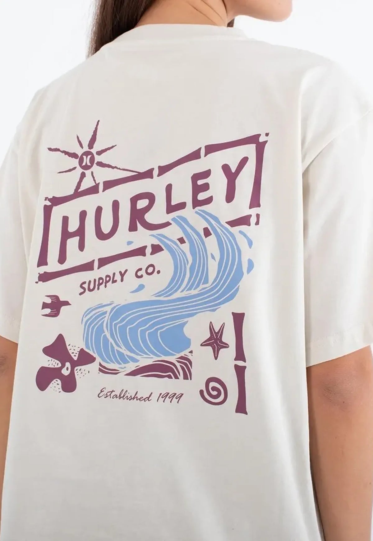 Light Gray טי שירט קצרה Boxifit Island לנשים HURLEY