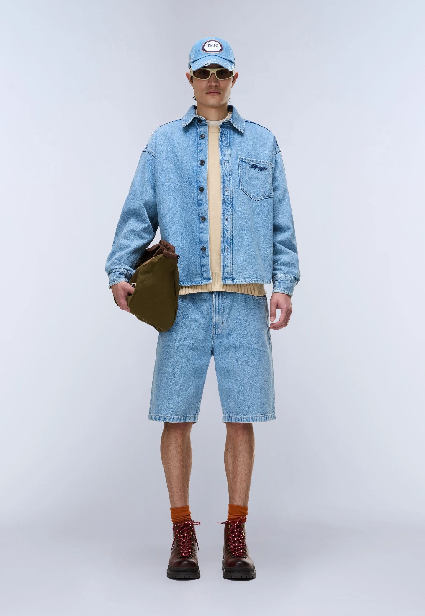 Light Gray מכנסי ברמודה לגברים Rambler -  Loose Fit NAPAPIJRI