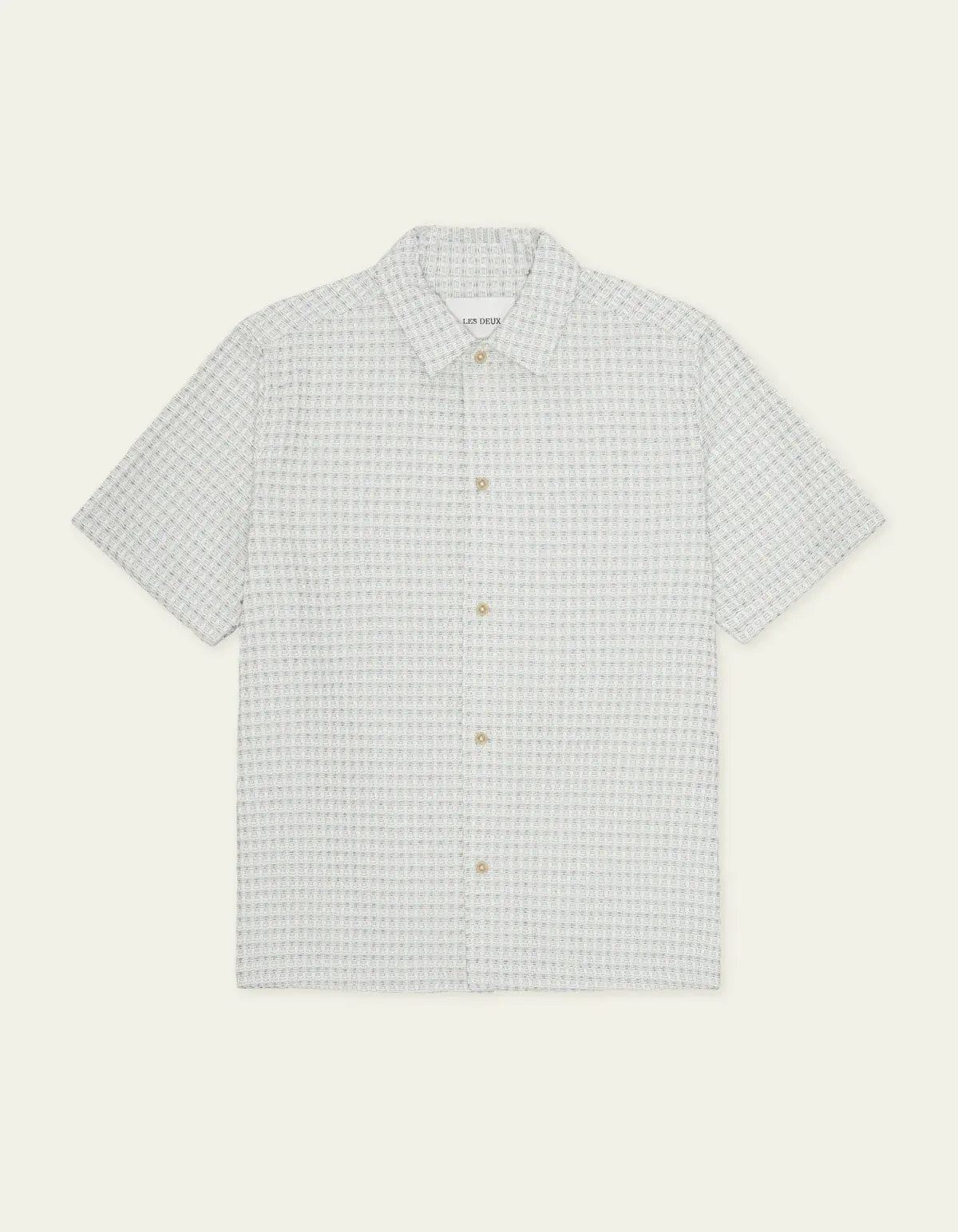 Light Gray חולצה מכופתרת קצרה לגברים Check Seersucker SS Shirt LES DEUX