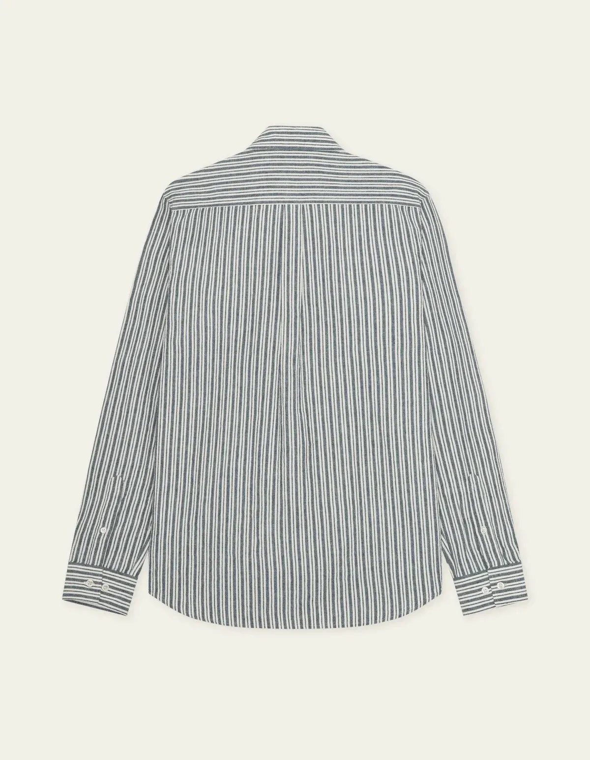Dark Gray חולצה מכופתרת ארוכה לגברים Stripe Cotton-Linen Shirt LES DEUX