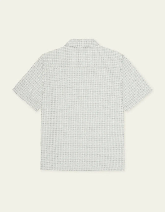 Light Gray חולצה מכופתרת קצרה לגברים Check Seersucker SS Shirt LES DEUX