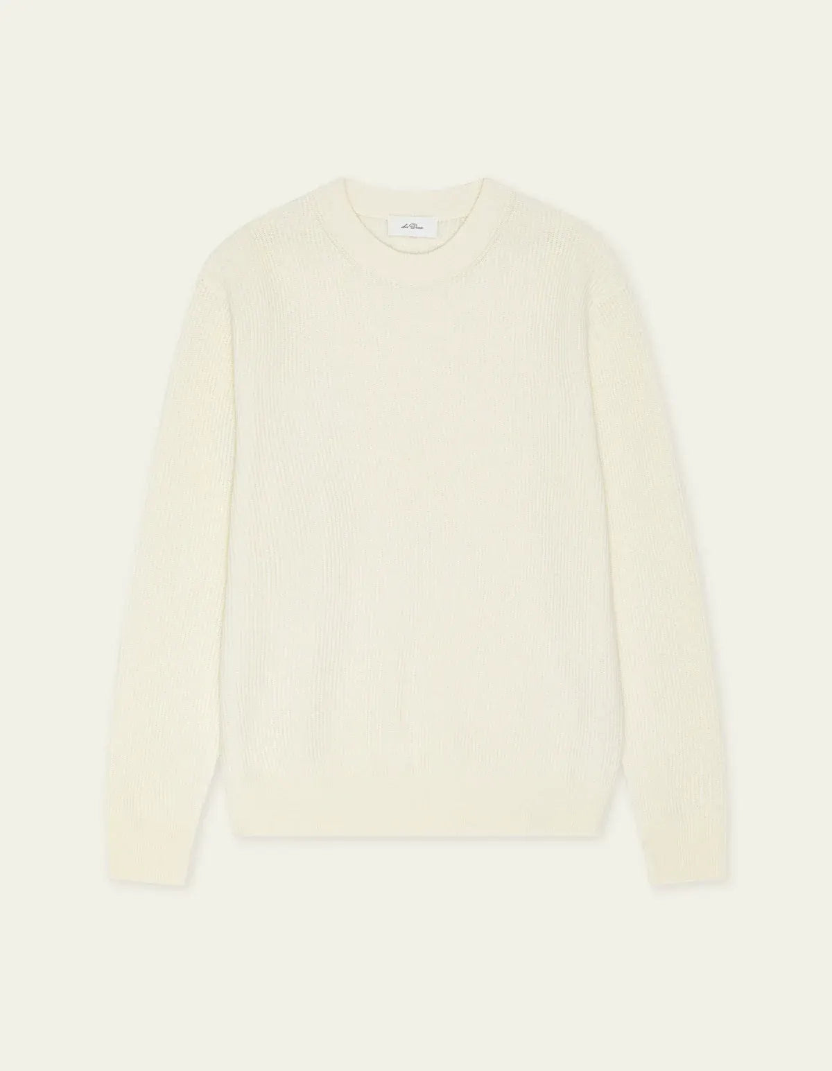 Antique White סוודר לגברים Wool Rib Roundneck Knit LES DEUX