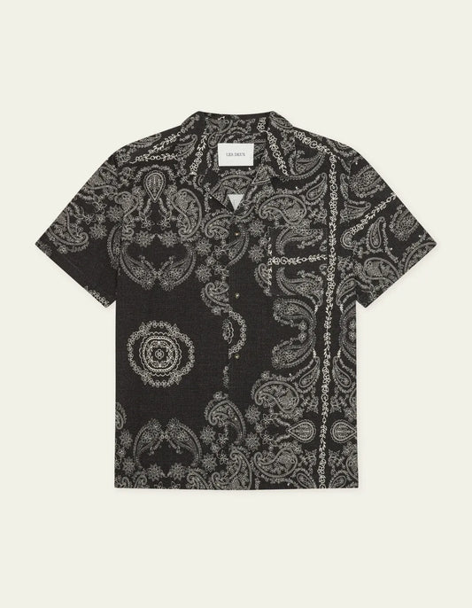 Seashell חולצה מכופתרת קצרה לגברים Paisley AOP SS Shirt LES DEUX