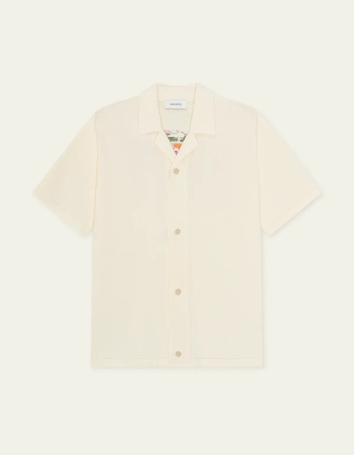 Antique White חולצה מכופתרת קצרה לגברים Bouquet Knitted SS Shirt LES DEUX