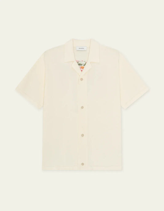 Antique White חולצה מכופתרת קצרה לגברים Bouquet Knitted SS Shirt LES DEUX