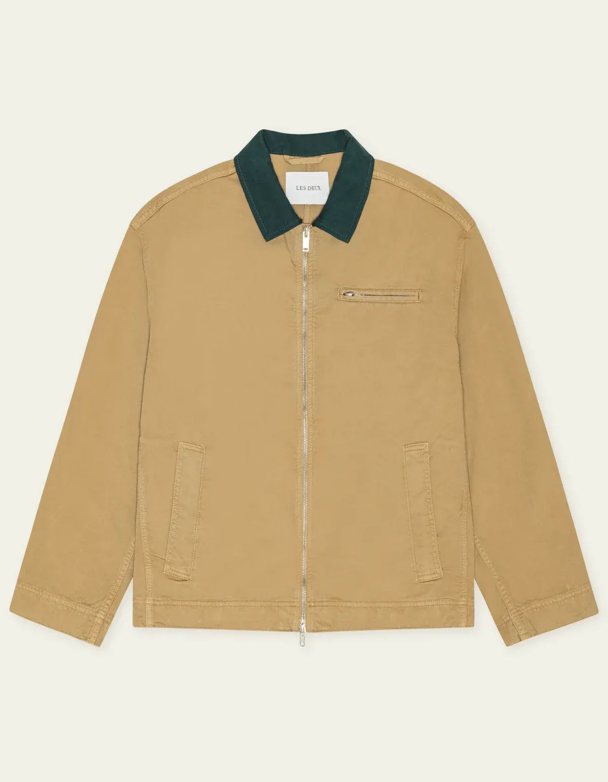 Dark Khaki ג'קט לגברים Twill Zipper Jacket LES DEUX