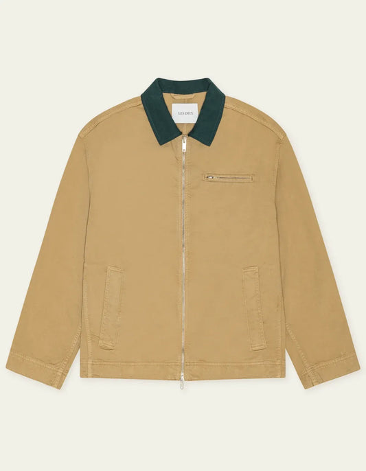 Dark Khaki ג'קט לגברים Twill Zipper Jacket LES DEUX