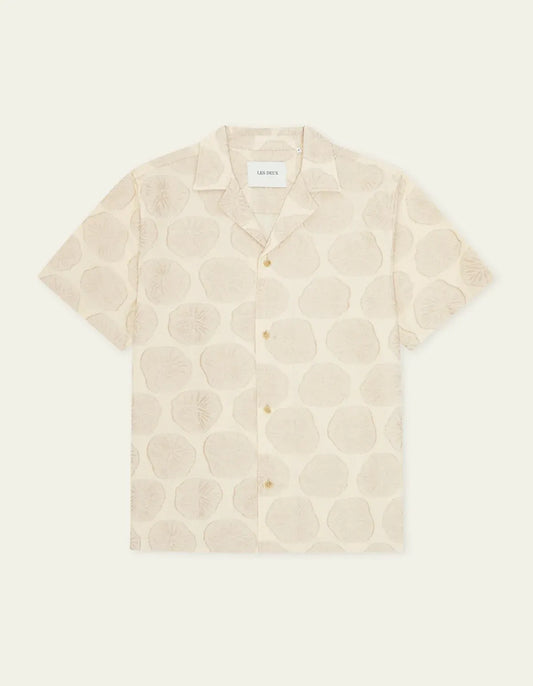 Light Gray חולצה מכופתרת קצרה לגברים Dahlia Jacquard SS Shirt LES DEUX