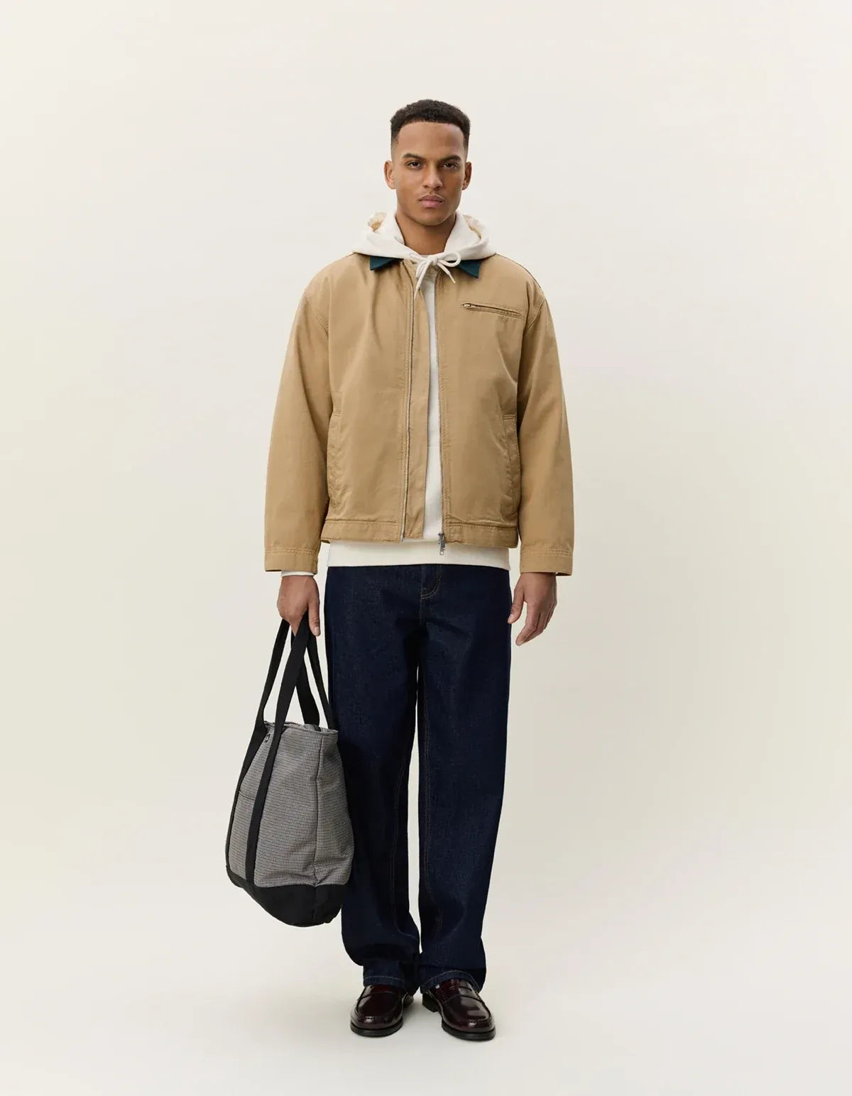 Light Gray ג'קט לגברים Twill Zipper Jacket LES DEUX