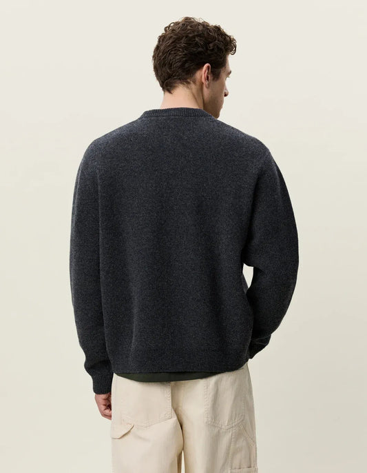 Dark Slate Gray קרדיגן לגברים Knitted Roundneck Cardigan LES DEUX
