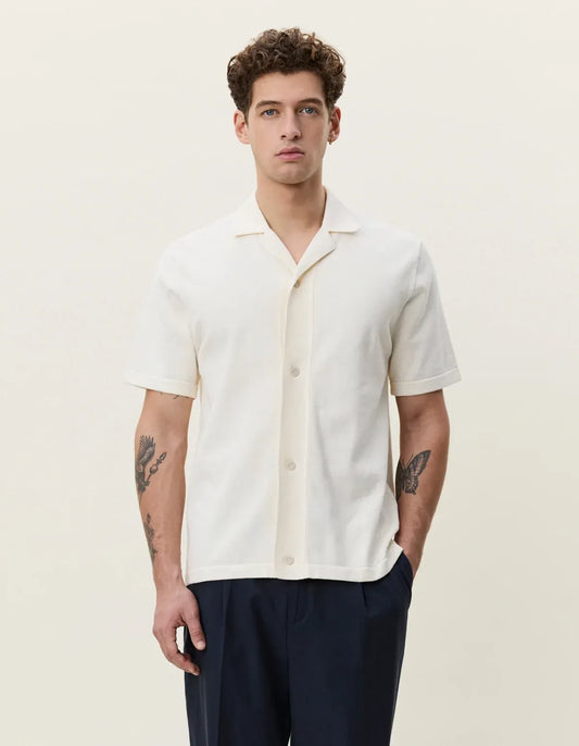 Lavender חולצה מכופתרת קצרה לגברים Bouquet Knitted SS Shirt LES DEUX