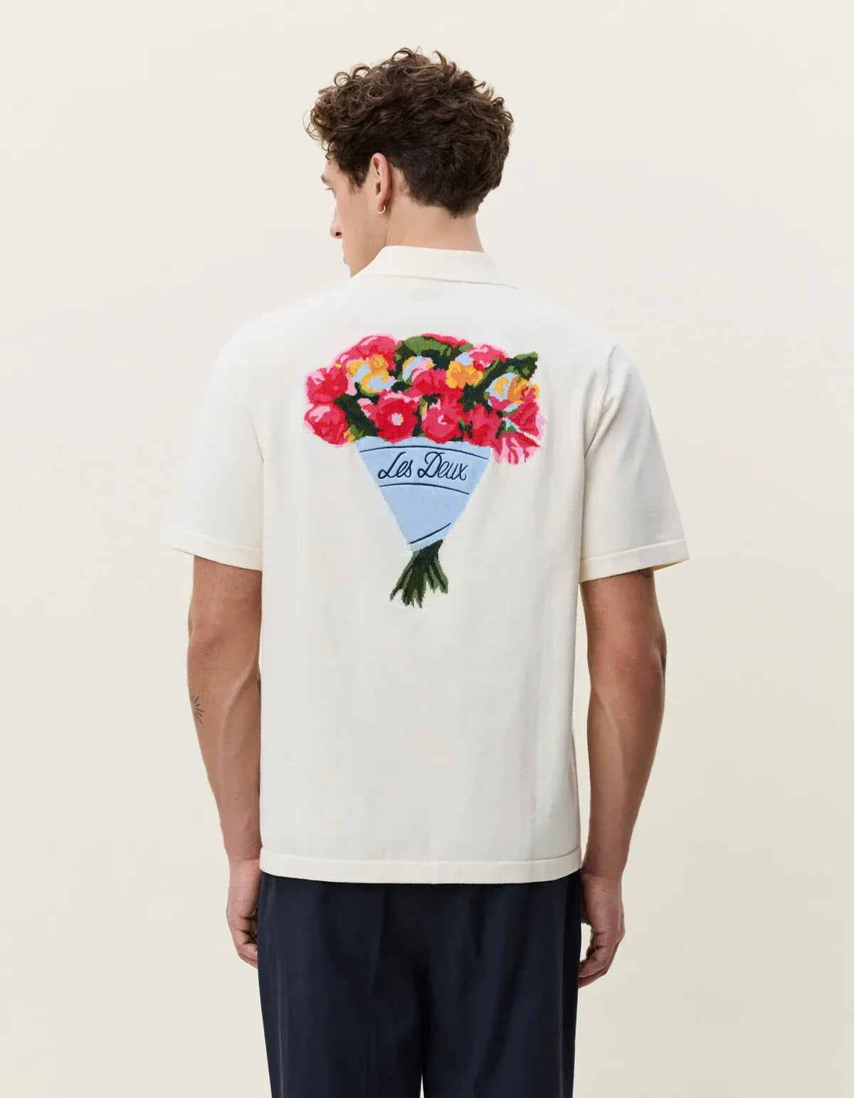 Lavender חולצה מכופתרת קצרה לגברים Bouquet Knitted SS Shirt LES DEUX