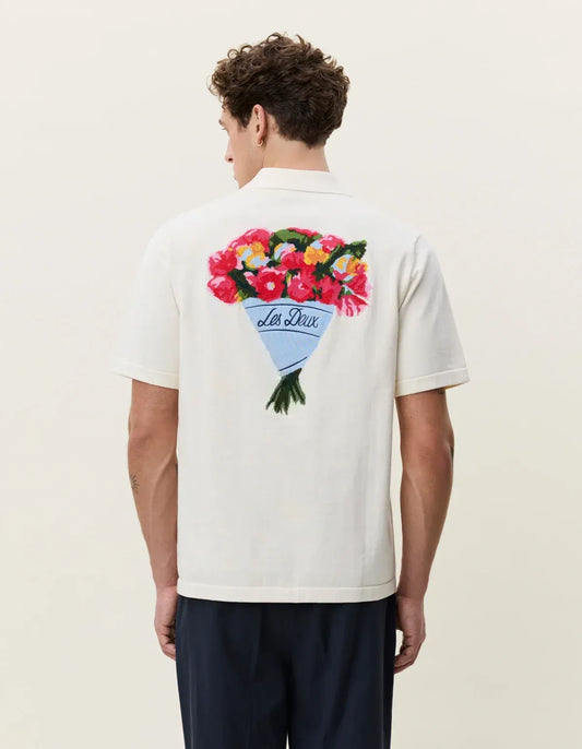 Lavender חולצה מכופתרת קצרה לגברים Bouquet Knitted SS Shirt LES DEUX