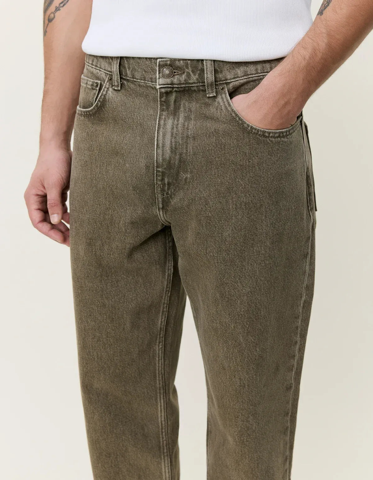 Dark Olive Green ג'ינס ארוך לגברים Ryder Jeans LES DEUX