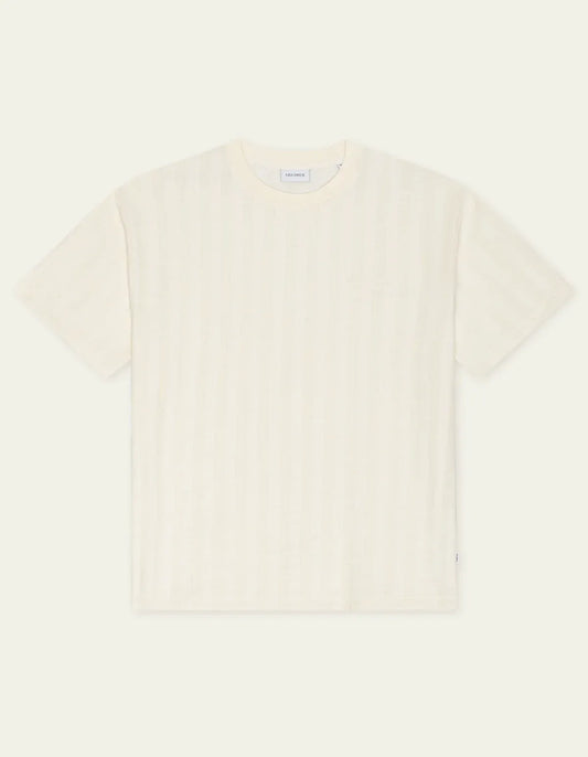 Antique White טי שירט קצרה לגברים Stripe Jacquard T-Shirt LES DEUX