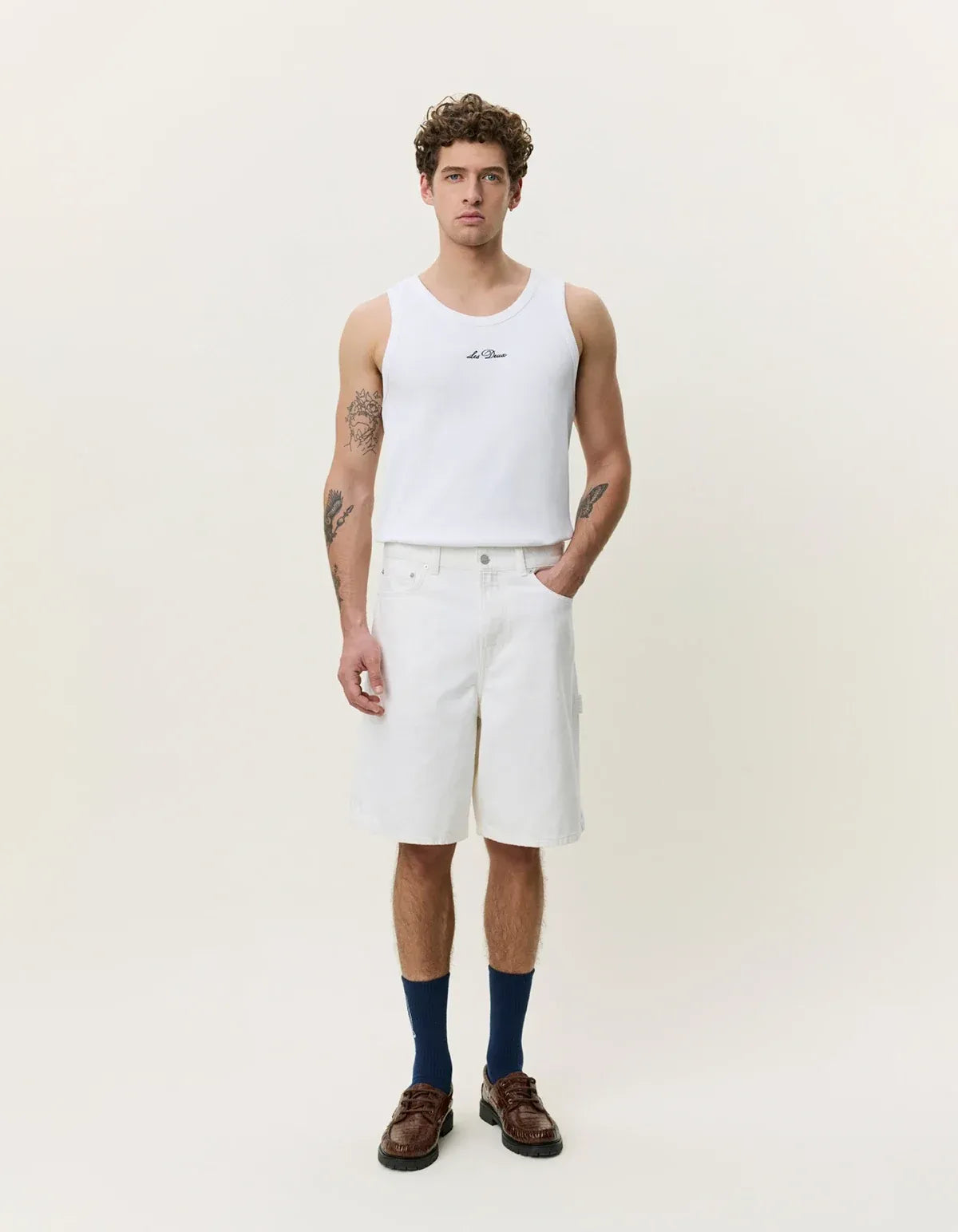 Lavender מכנסיים קצרים לגברים Carpenter Denim Shorts LES DEUX