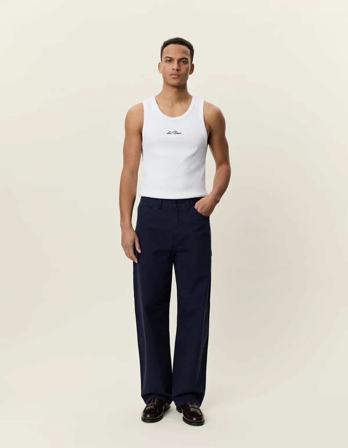 Light Gray מכנסיים ארוכים לגברים Roi Carpenter Herringbone Pants LES DEUX