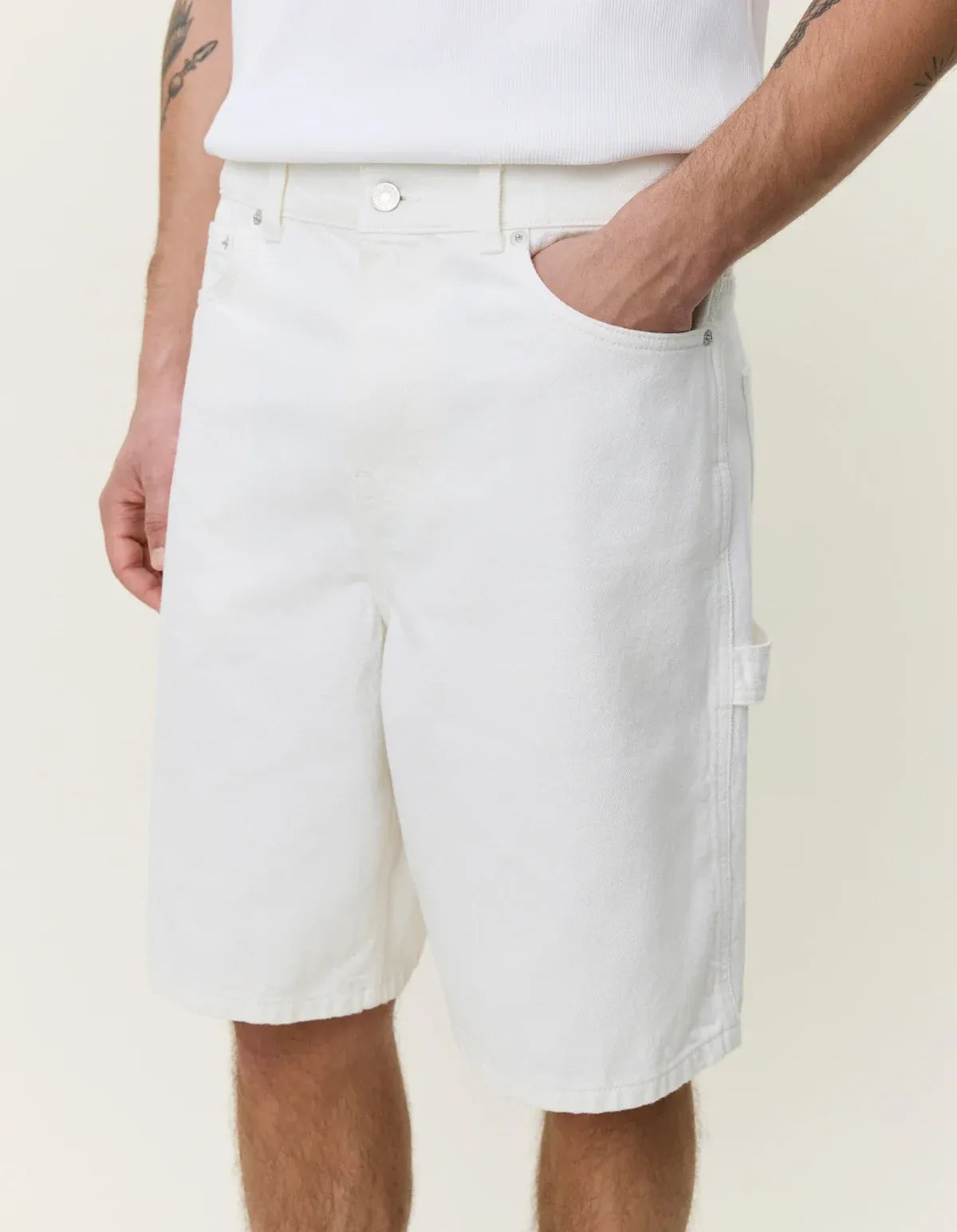 Lavender מכנסיים קצרים לגברים Carpenter Denim Shorts LES DEUX