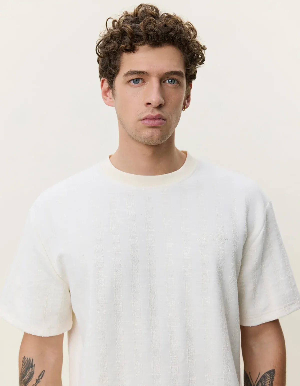 Lavender טי שירט קצרה לגברים Stripe Jacquard T-Shirt LES DEUX