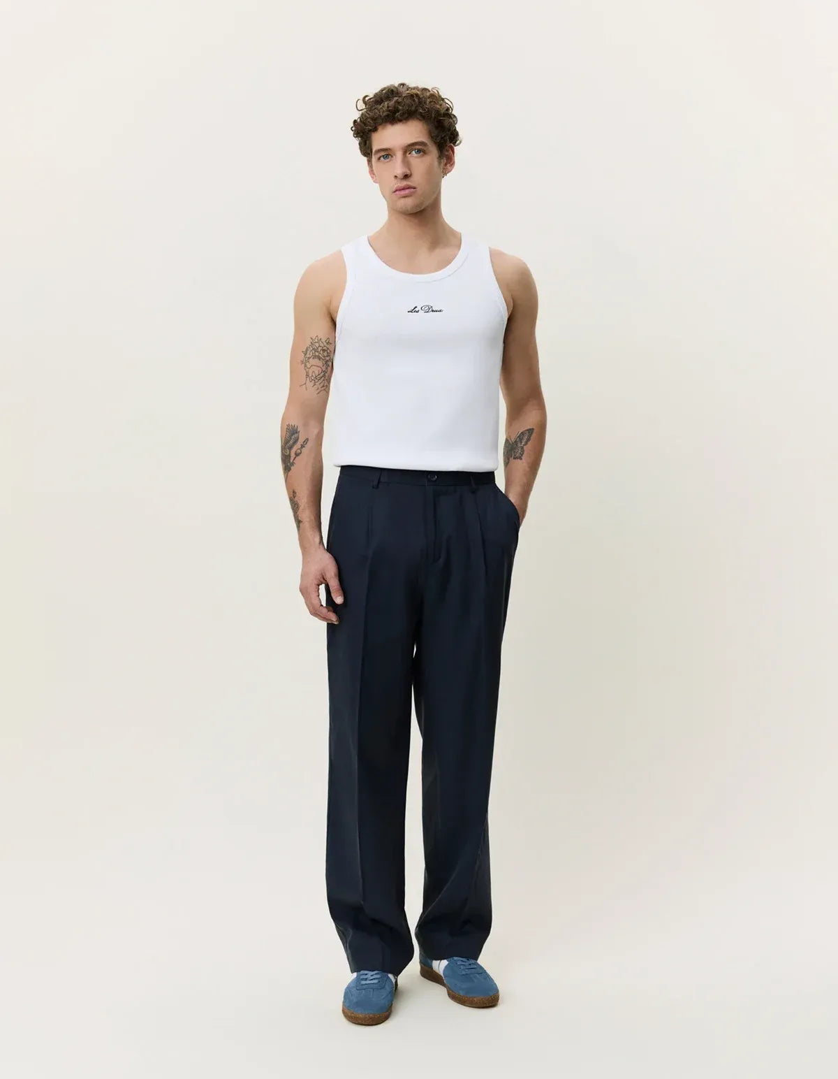 Lavender מכנסיים ארוכים לגברים Pleated Twill Suit Pants LES DEUX
