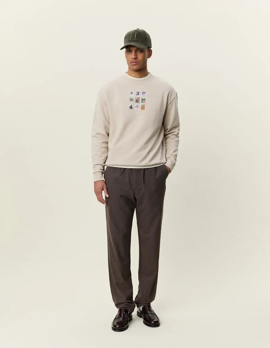 Light Gray סווטשירט לגברים Stamp Sweatshirt LES DEUX
