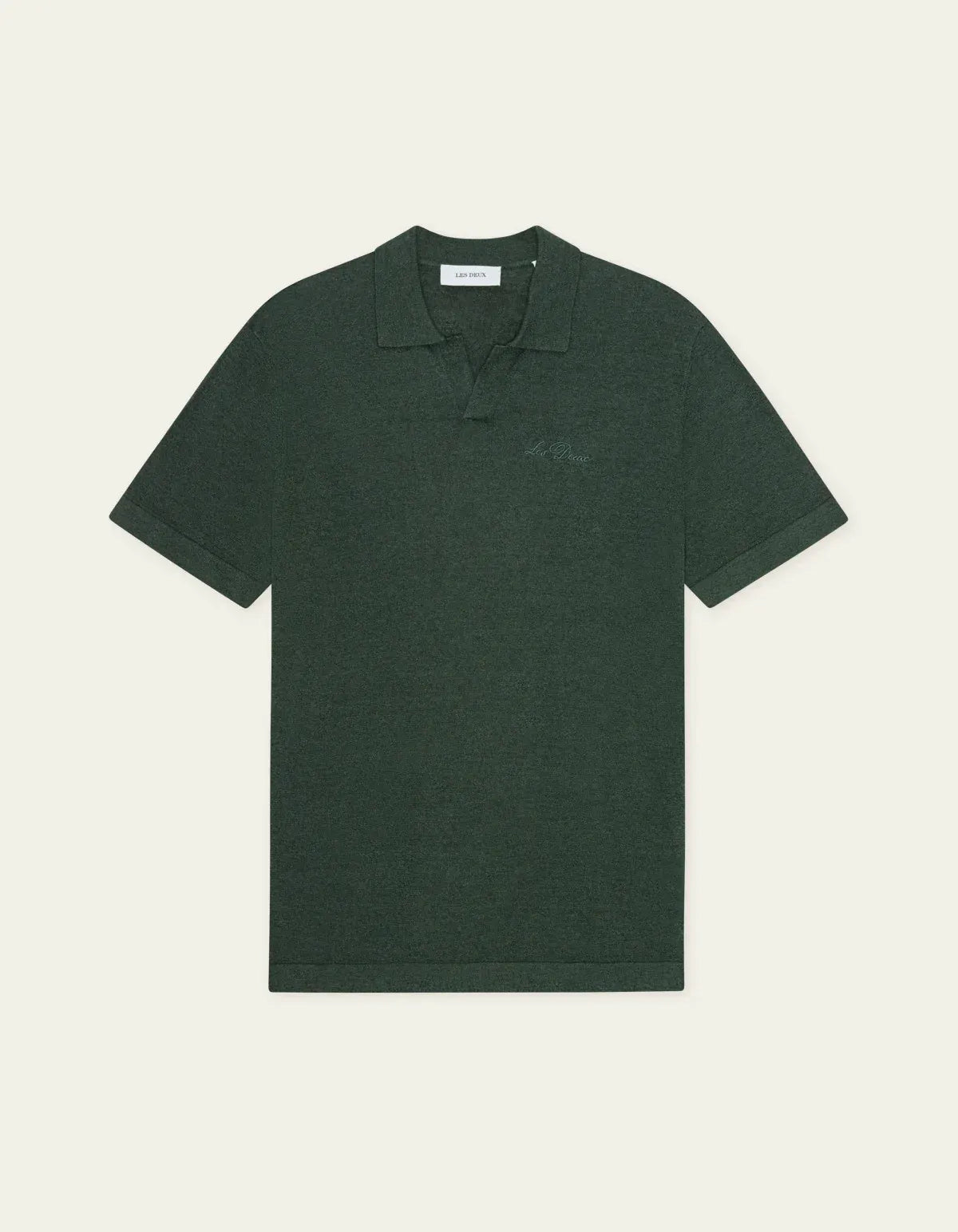 Dark Slate Gray חולצת פולו קצרה לגברים Signature Knit Polo LES DEUX