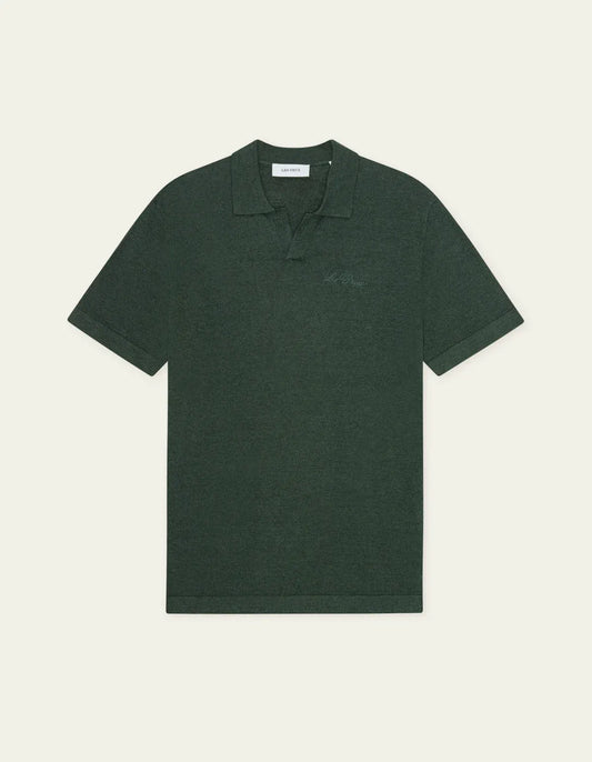 Dark Slate Gray חולצת פולו קצרה לגברים Signature Knit Polo LES DEUX