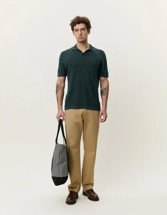 Light Gray חולצת פולו קצרה לגברים Signature Knit Polo LES DEUX