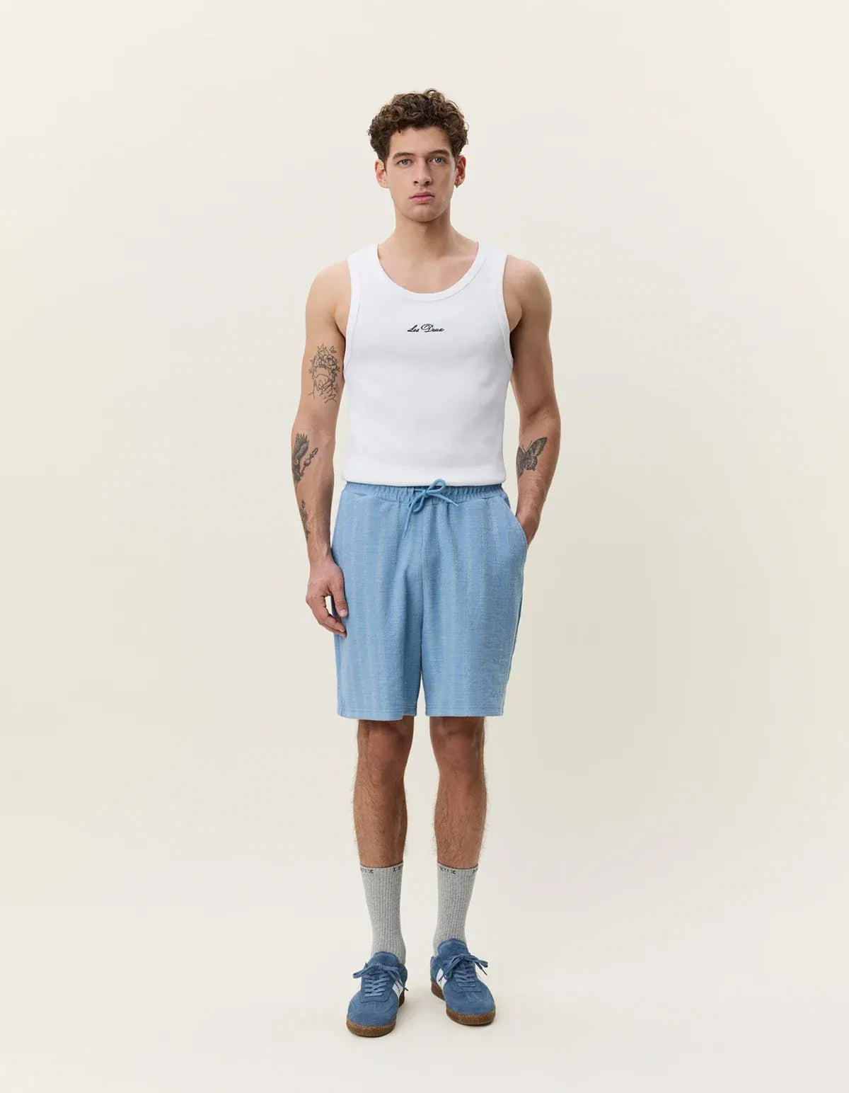 Lavender מכנסיים קצרים לגברים Stripe Jacquard Shorts LES DEUX