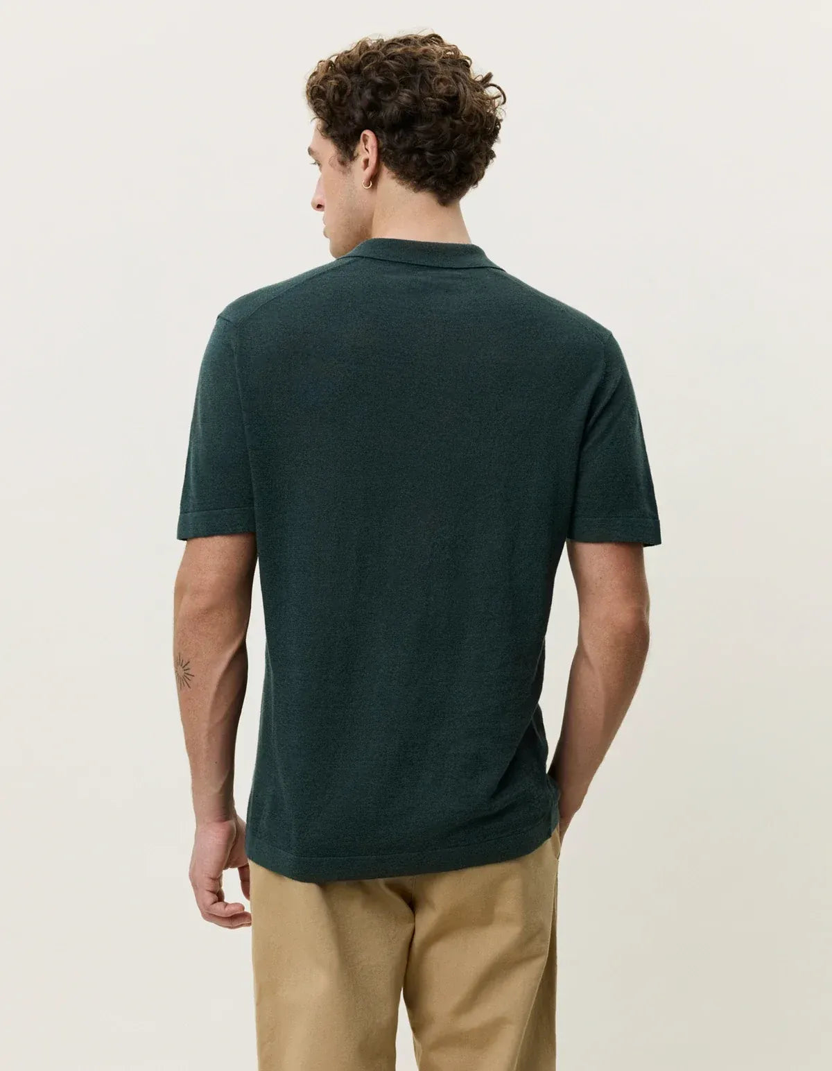 Dark Slate Gray חולצת פולו קצרה לגברים Signature Knit Polo LES DEUX