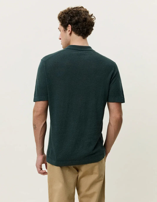 Dark Slate Gray חולצת פולו קצרה לגברים Signature Knit Polo LES DEUX